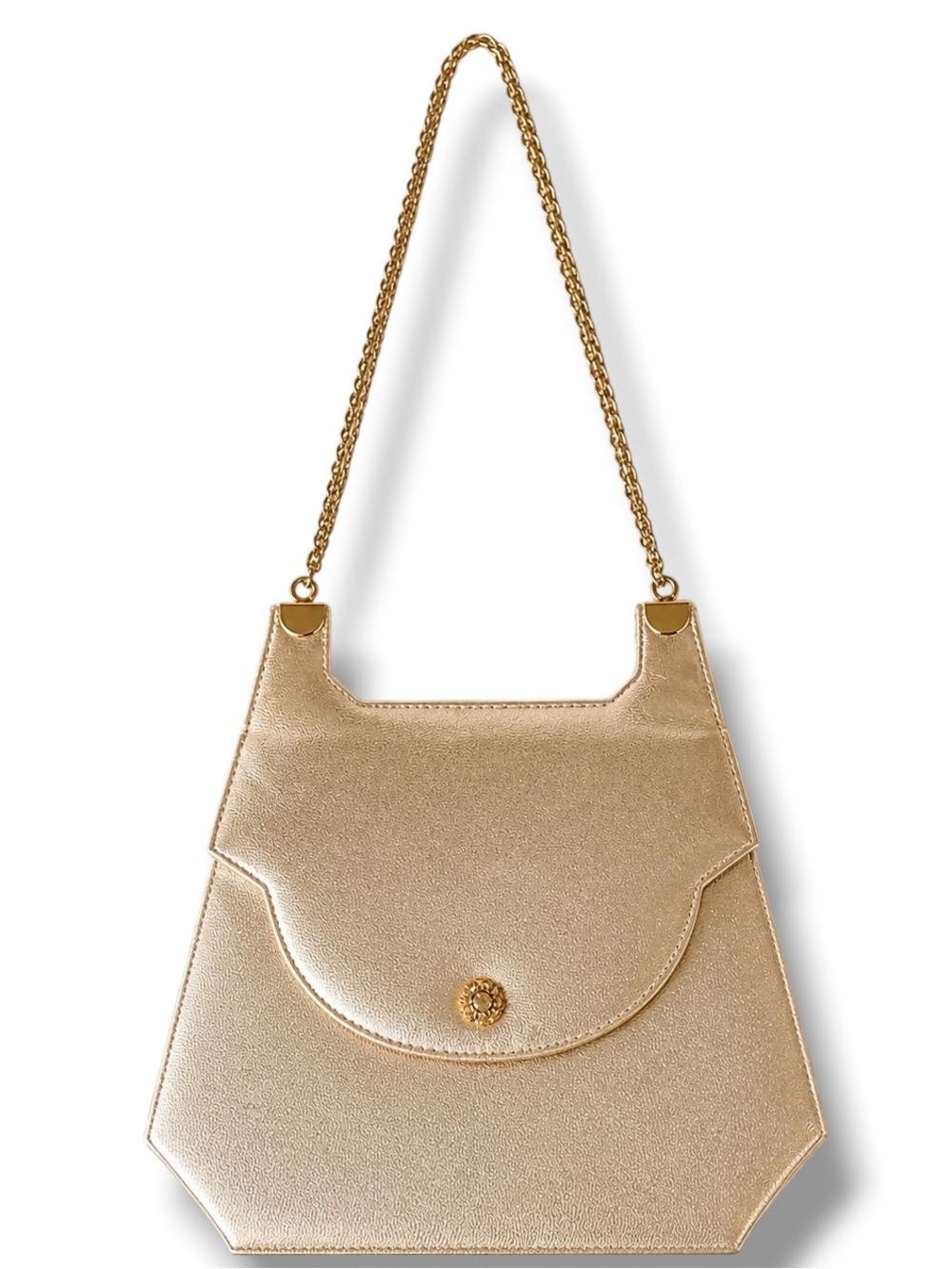 Vintage Gold Foil Geometric Trapezoid Bag Rhinestone Chain Shoulder Purse